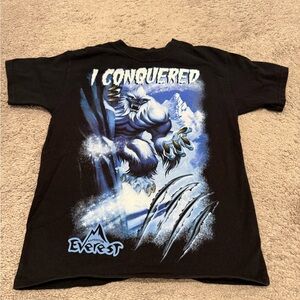 Hanes Black Graphic Tee with Blue and White Design